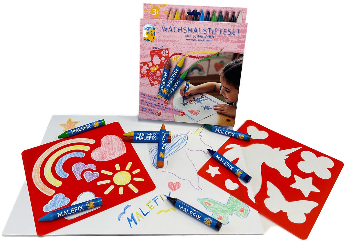 MALEFIX Wachsmalstifte Schablonen Set